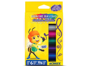 Tinta Guache Bastão Fantasia Metallic 6 Cores - Acrilex